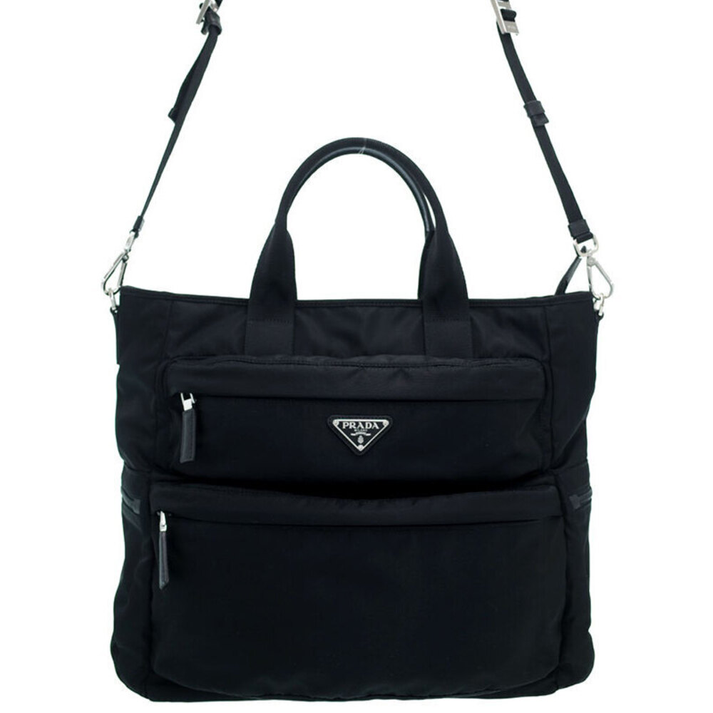 Prada ReNylon Saffiano leather tote Shoulder bag black